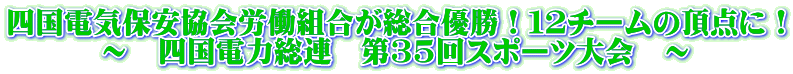 四国電気保安協会労働組合が総合優勝！１２チームの頂点に！         ～　四国電力総連　第35回スポーツ大会　～